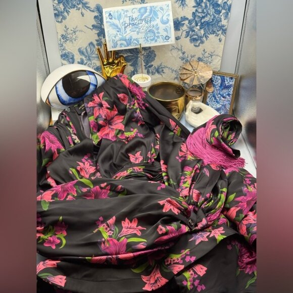 🆕 BRONX & BANCO 🧿 NWOT Bedouin Pink Lily Mini Dress, Tassel Tie, Sz XS US 2 - Picture 13 of 16